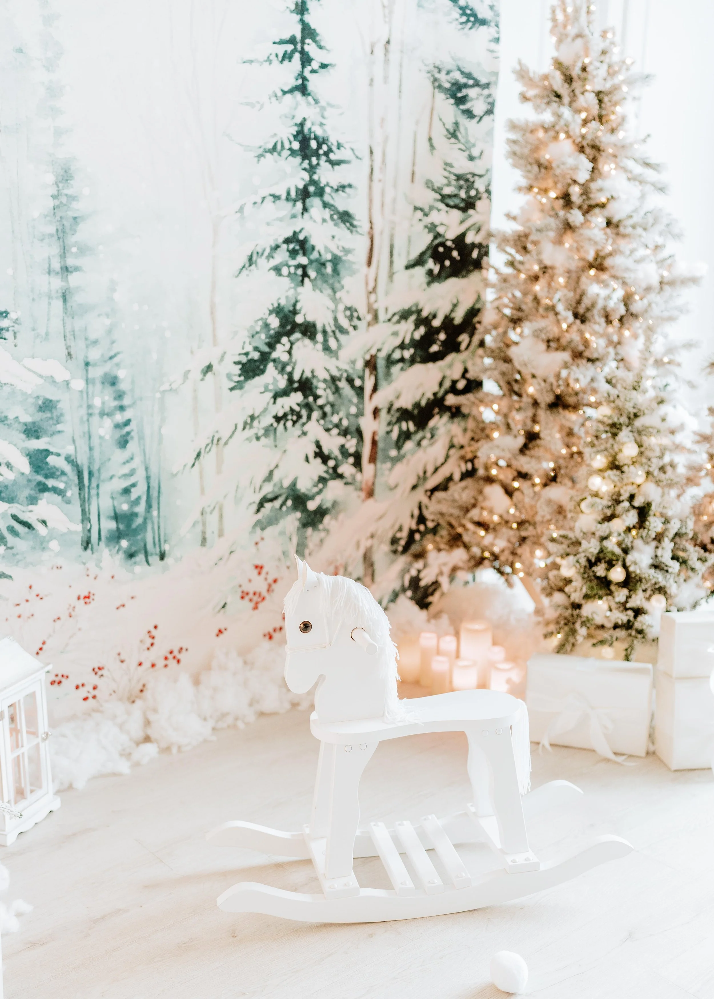 Frosted Forest Dreams - Available Oct 17-Dec 31, in front of the French moulding wall. 