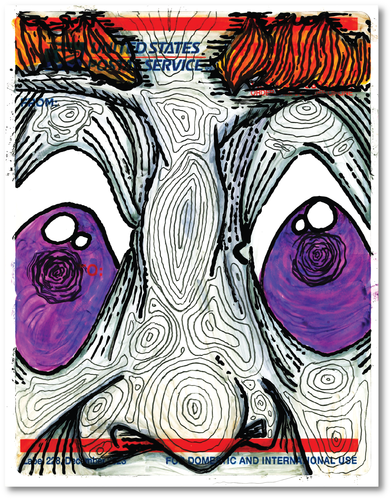 Postal Sticker JA 4-25 Original Artwork