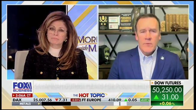 February 2026: Rob with Fox Business Anchor Maria Bartiromo providing insight on the Nancy Guthrie Investigation.
