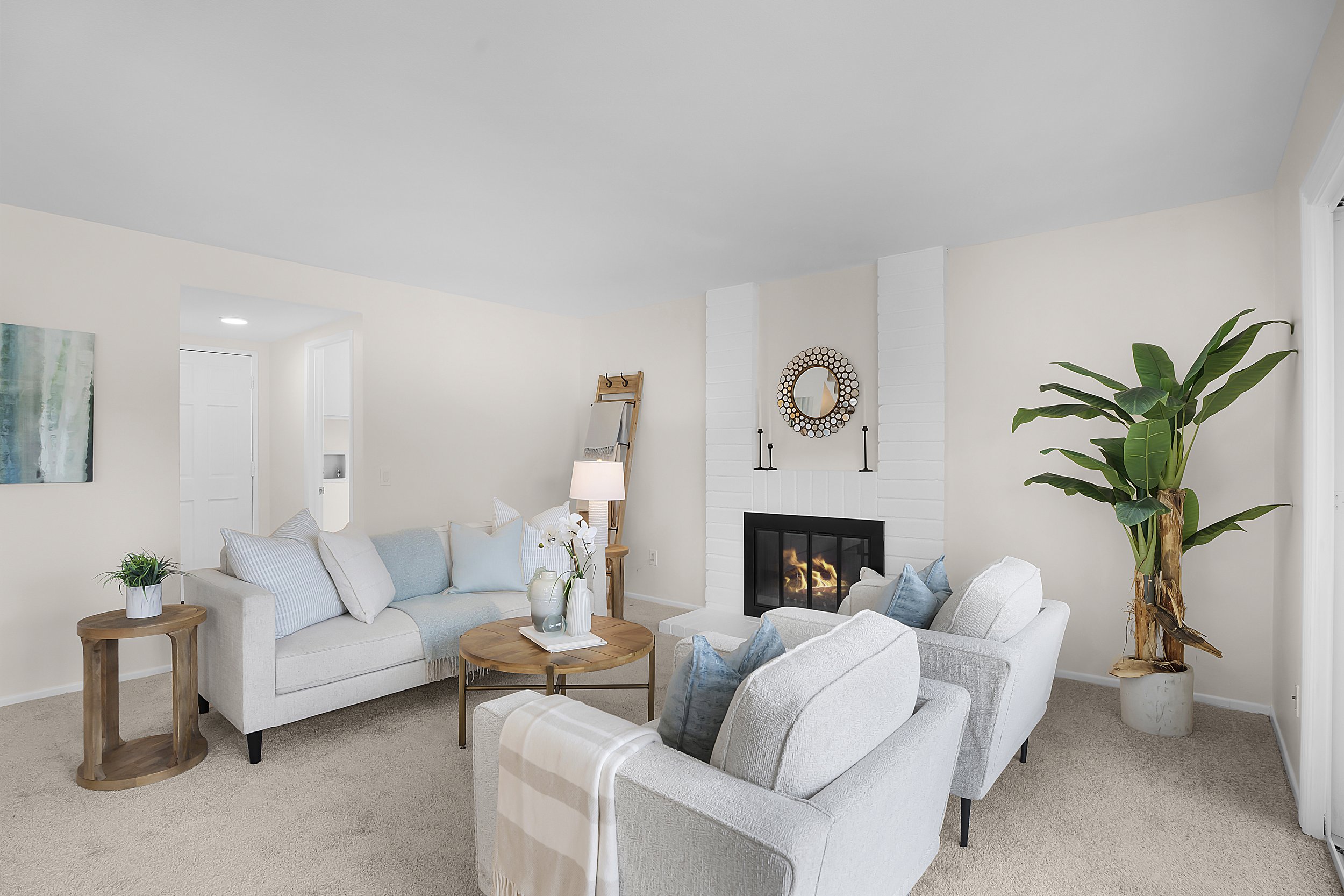 2071 Monaco St - living room with fireplace view