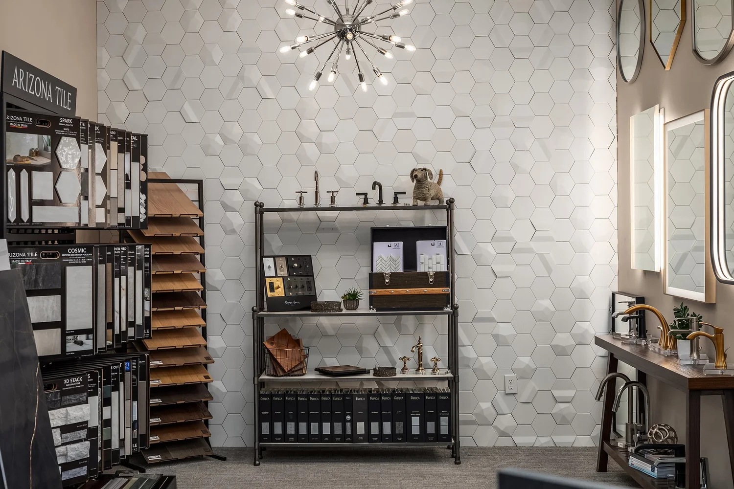 Tile samples and faucet displays