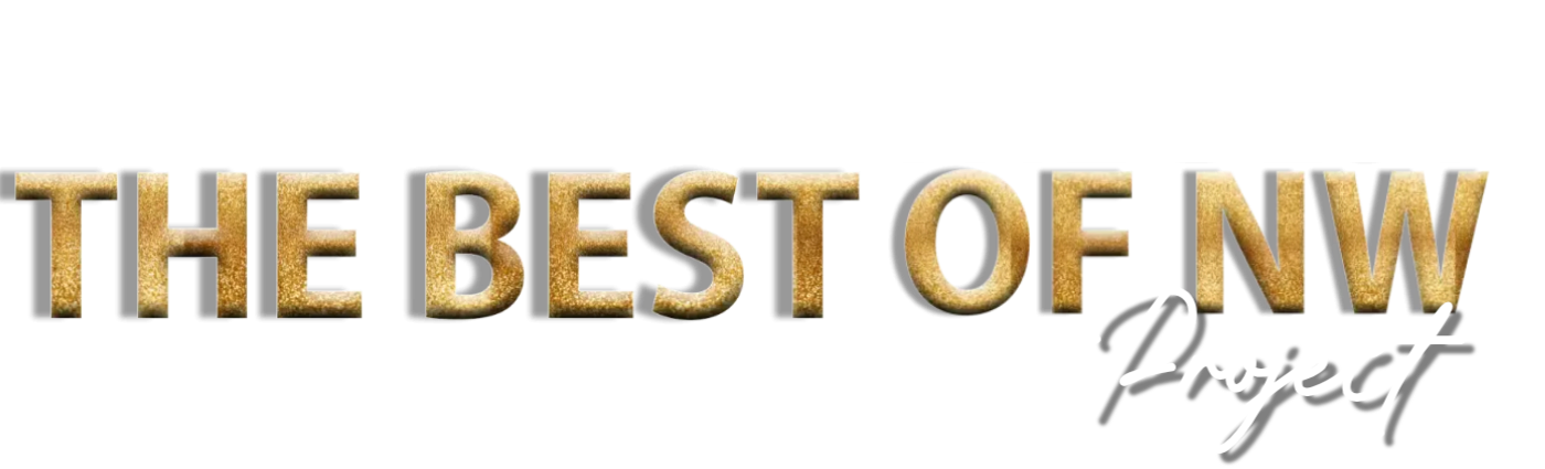 Logo for The Best of NW Project with the text styled in a sandy or textured font and cursive script.