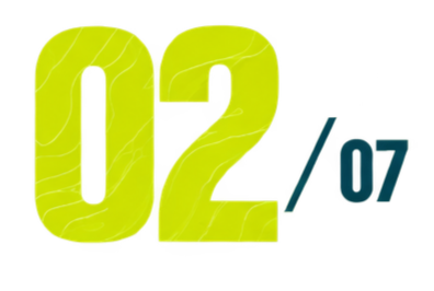 Bold yellow text displaying "02" with a small white number "07" next to it, on a black background.