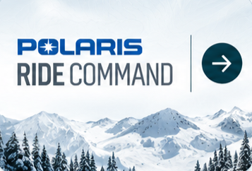 Polaris Ride Command logo with mountain landscape in the background.