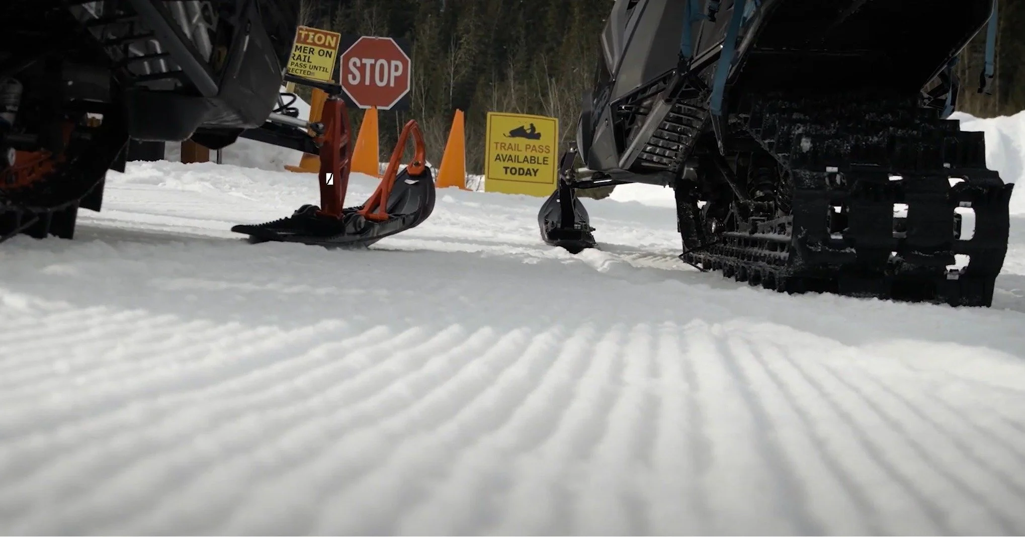 Snowmobile trail passes in British Columbia