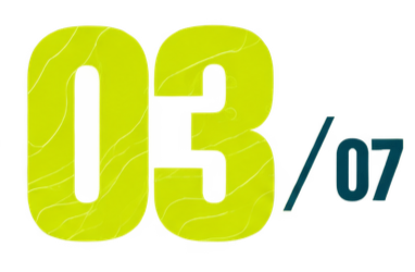 Bold yellow text displaying '03', with smaller teal text showing '/07' alongside.