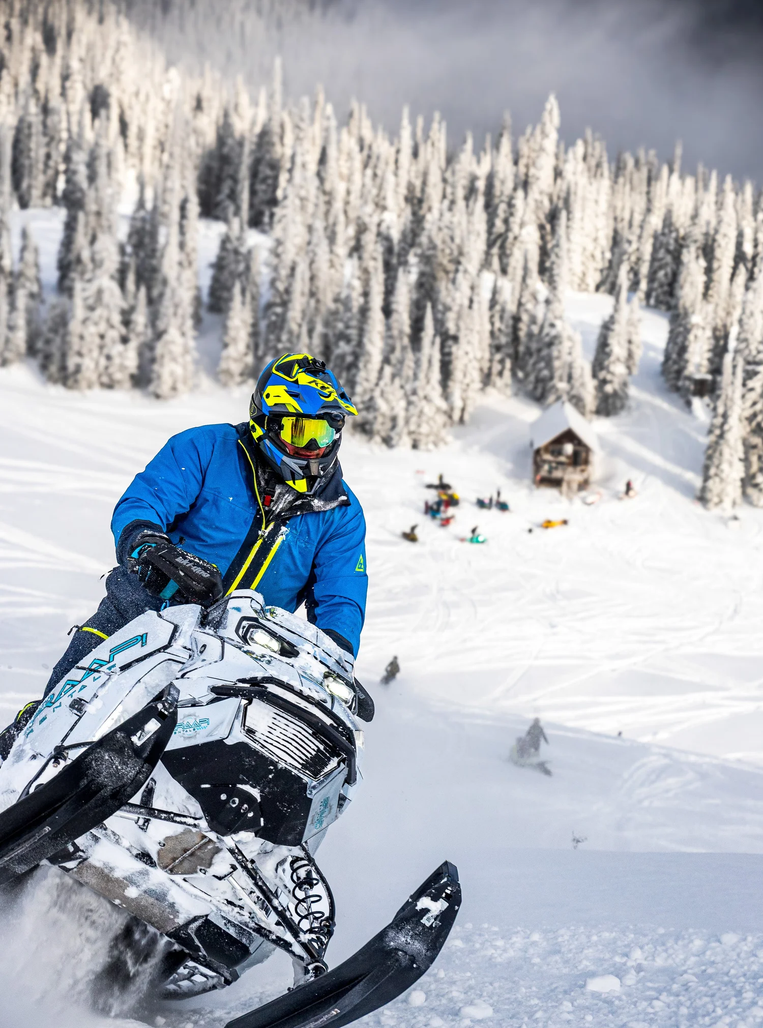 Snowmobiling in Sicamous, British Columbia