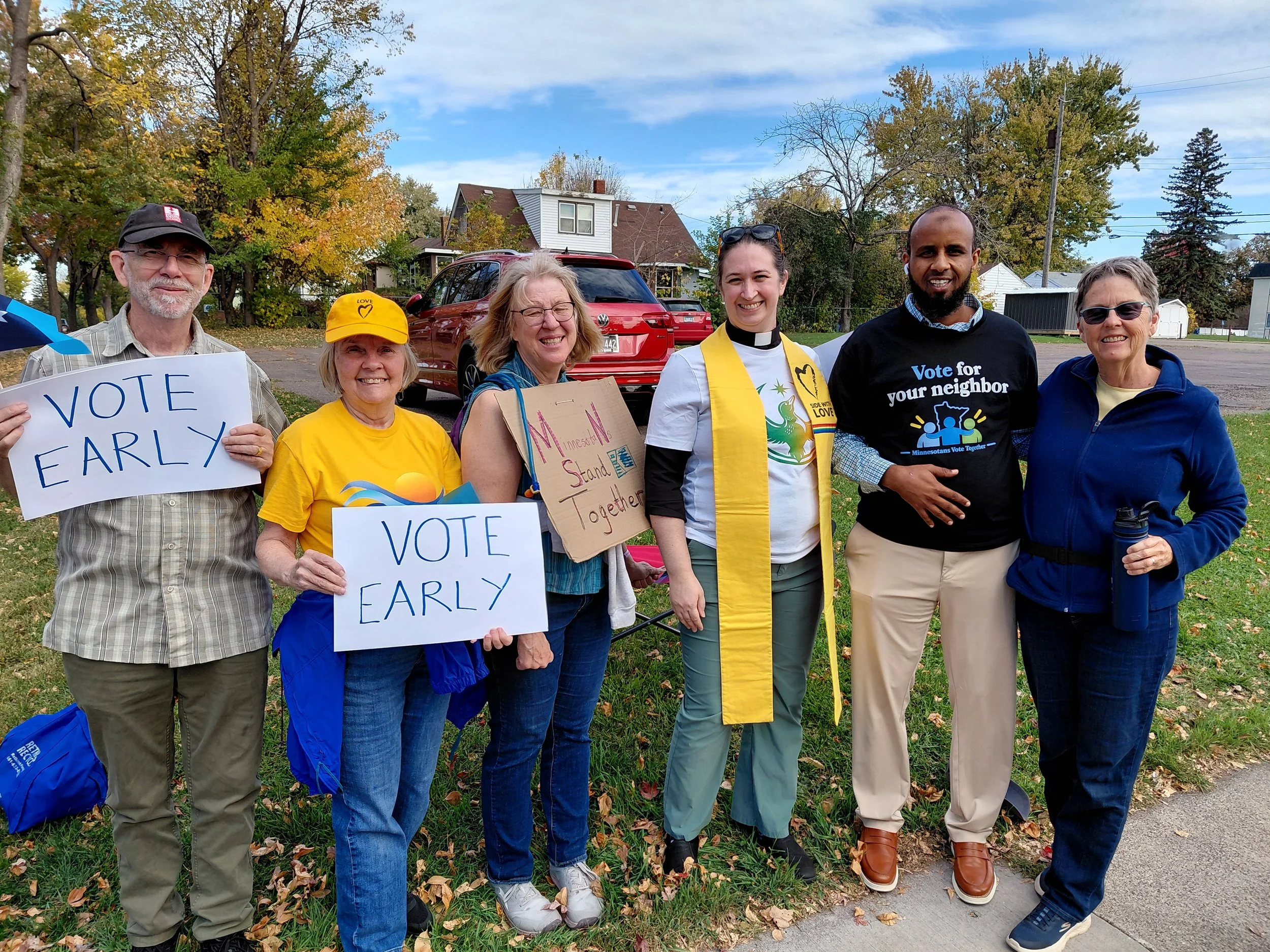 MWUUC and UCCNB members supporting Somali immigrants, and promoting early voting.