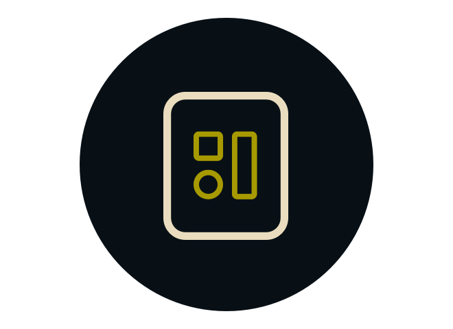 Minimalist icon of a thermostat or control panel with a dark background.