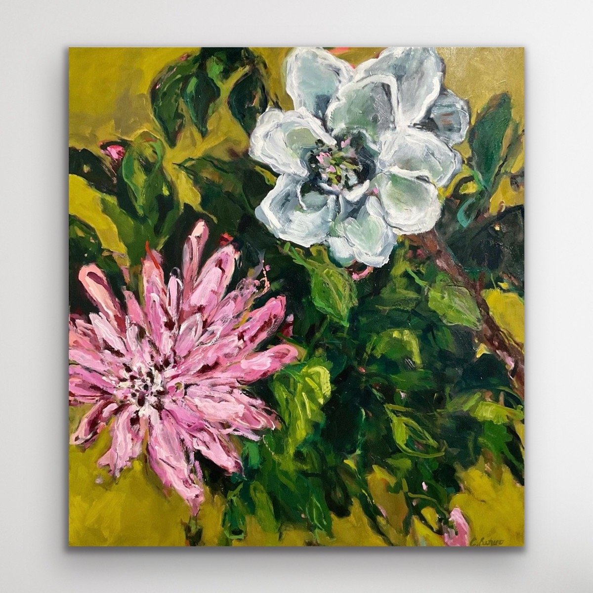 Dahlia & Magnolia, 90 x 100cm