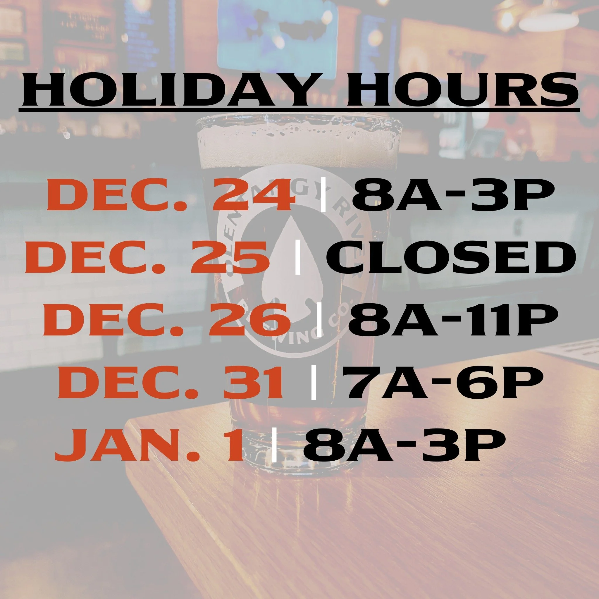 Holiday hours!