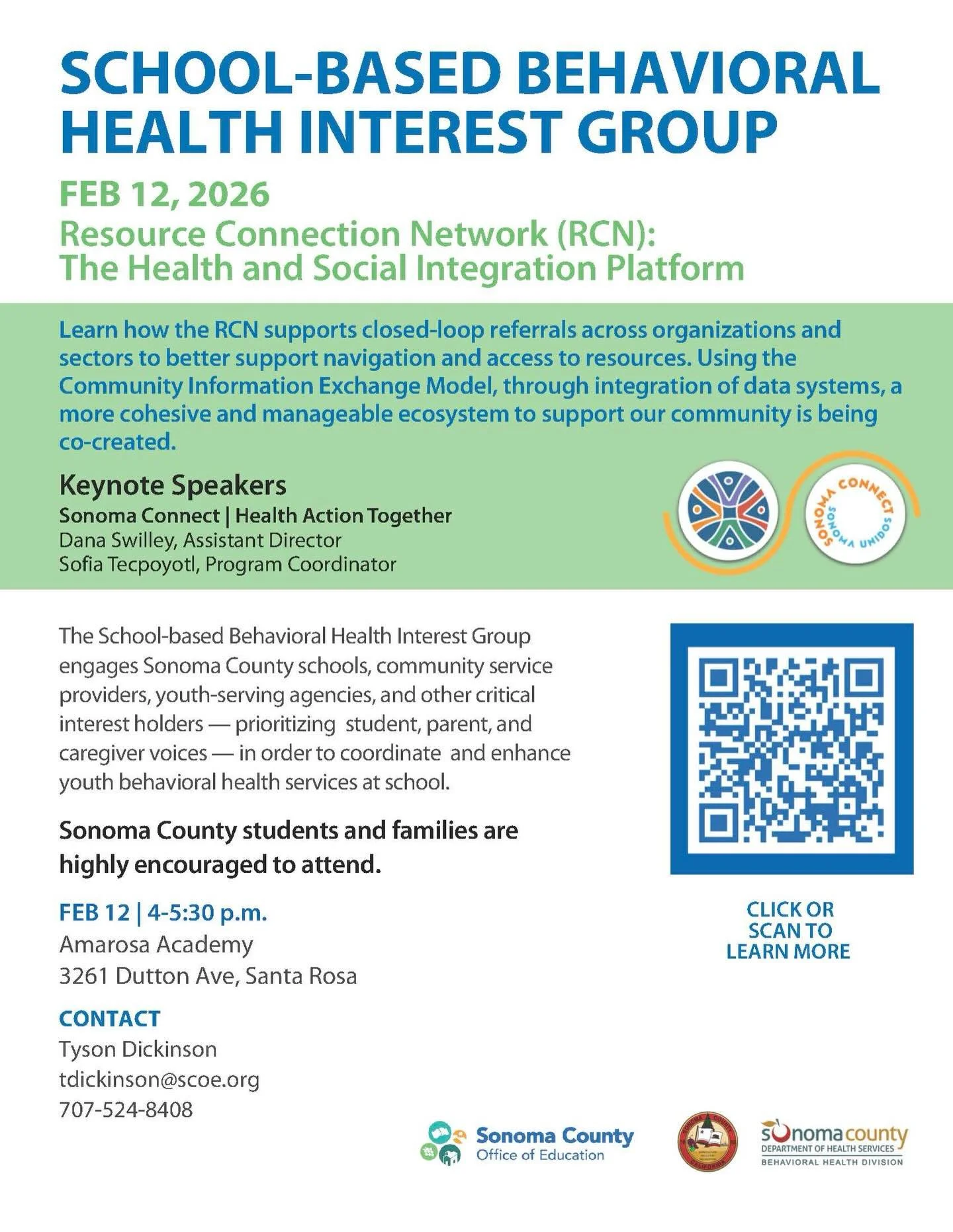 On Thursday our team will be present at SCOE&rsquo;s School Based Behavioral Interest Group and will be the keynote speakers. Learn how the RCN supports closed-loop referrals across organizations and sectors to better support navigation and access to