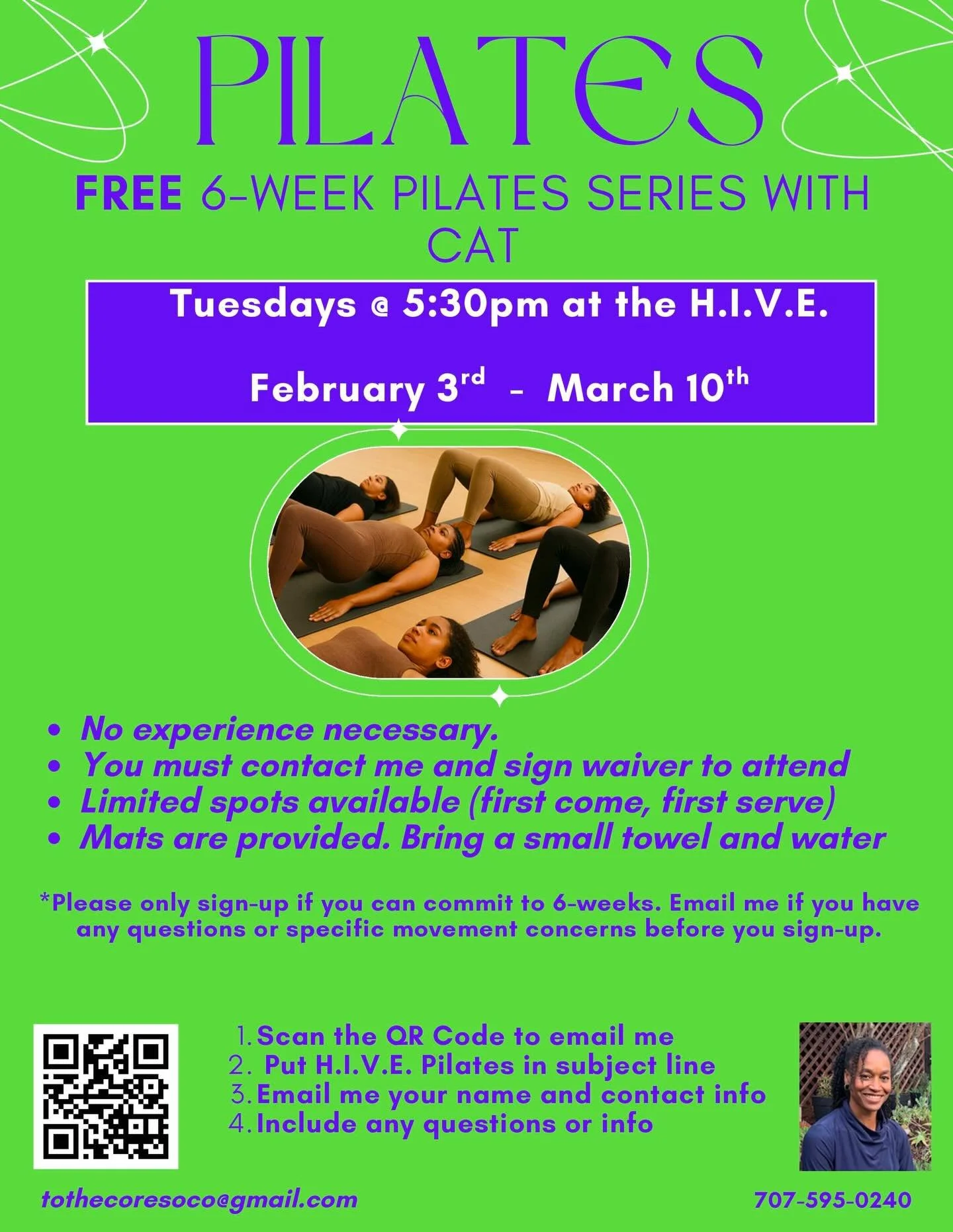 Looking for a wellness activity to start the year? Join a 6 week Pilate series at the HIVE on Tuesdays at 5:30pm starting February 3! No experience necessary. To sign up scan the QR code or email tothecoresoco@gmail.com with HIVE Pilates in the subje