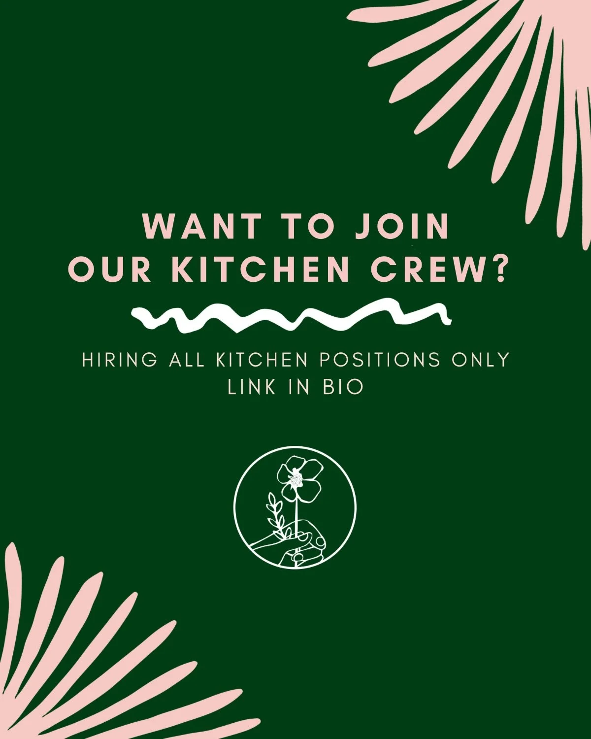 We&rsquo;re hiring ALL kitchen positions and looking for people to join our crew. 

Fast-paced kitchen &bull; Team player energy &bull; Must be reliable &amp; available weekends &bull; Pay based on experience

We&rsquo;ve worked hard to uphold our cu