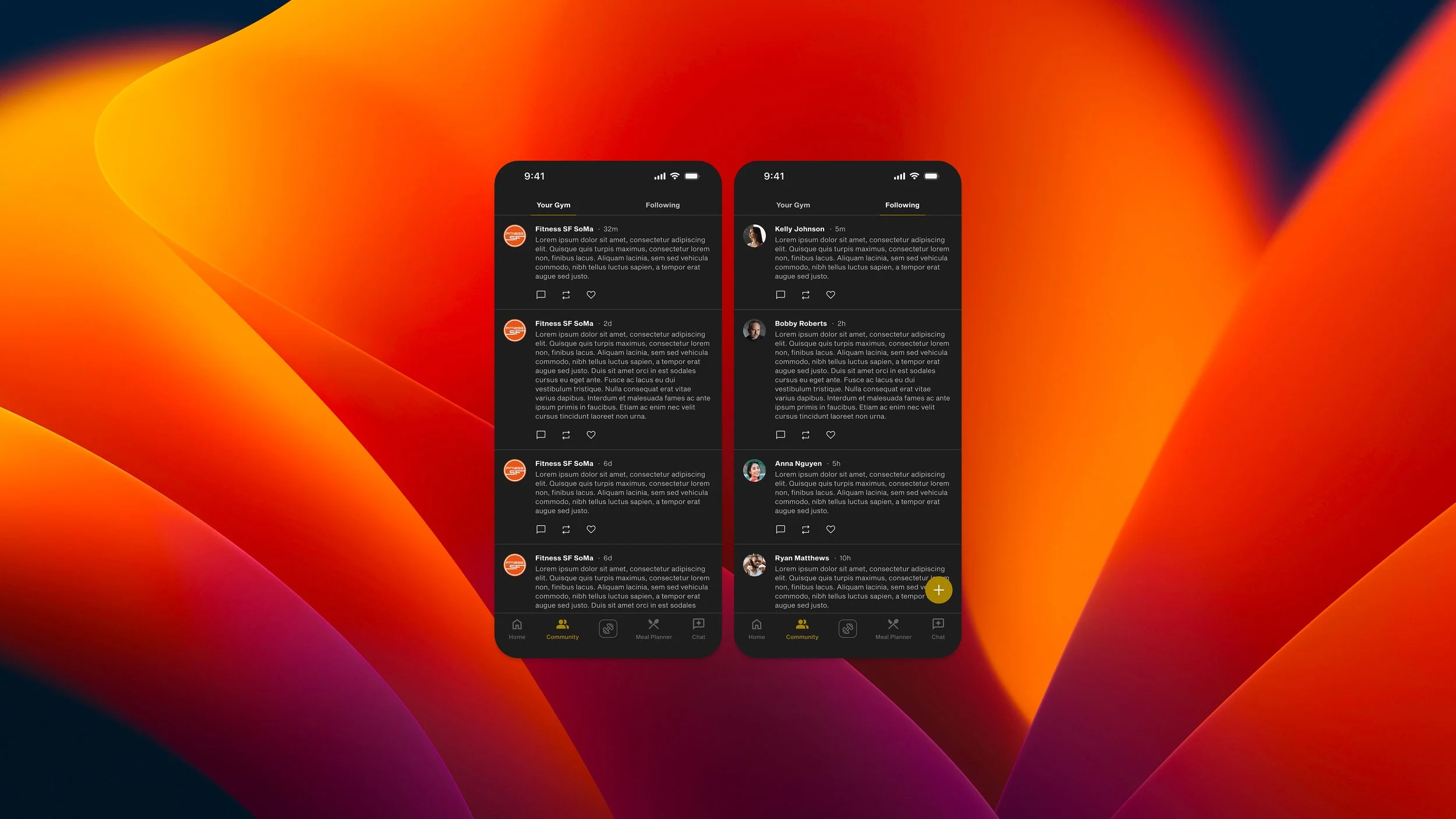 Community: view any updates from your gym or your fellow workout buddies.