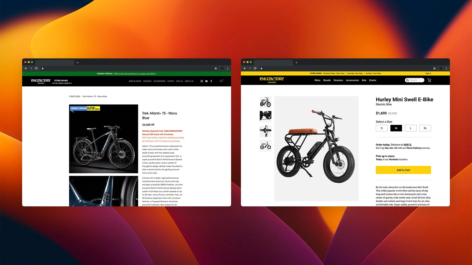 Left: Original product page — Right: Updated product page