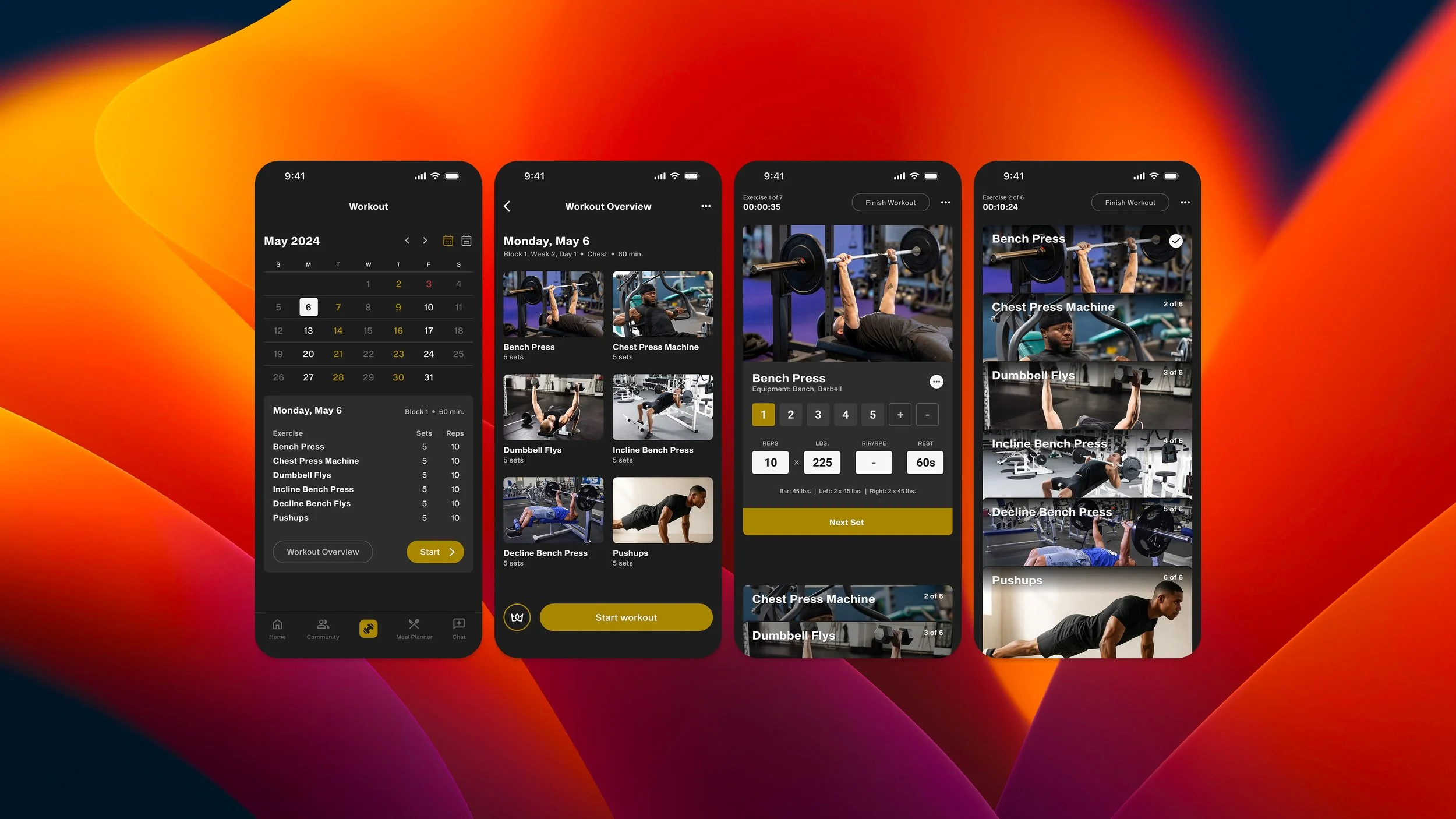 Workout: a place where you can track your exercises.