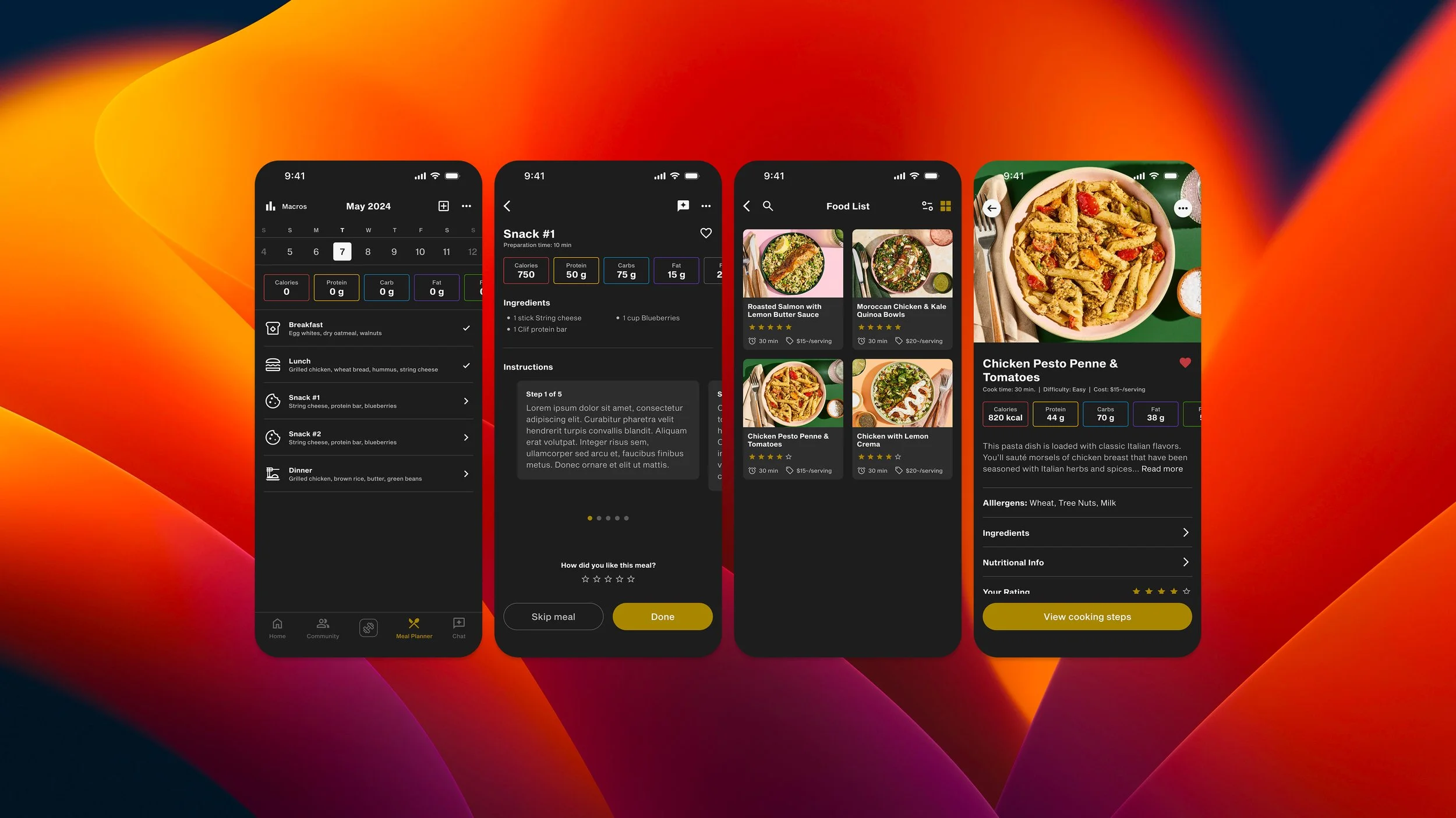 Meal Plan: a place for your weekly meal intake.