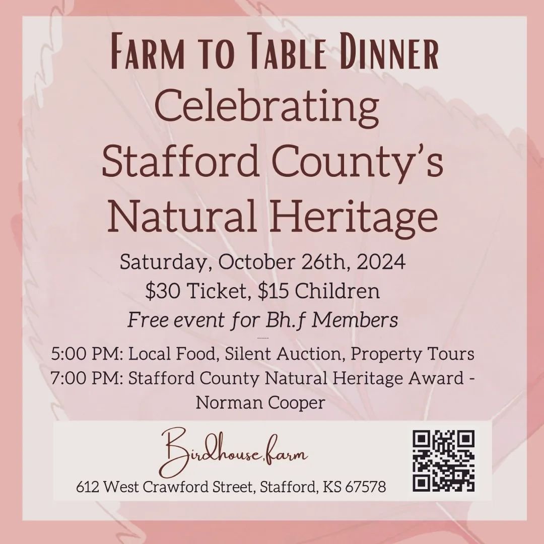 Join us at Birdhouse.farm on October 26th for an unforgettable farm-to-table event, celebrating Stafford County&rsquo;s natural heritage and local producers! Enjoy a fresh, locally-sourced meal while honoring the legacy of Norman Cooper and supportin