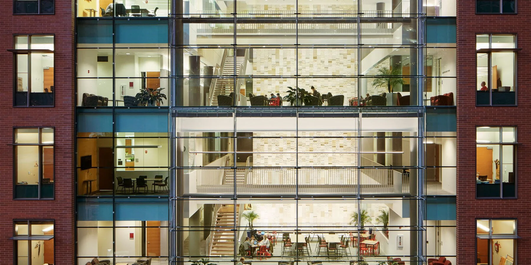 LEED Gold certified Schreiber Center at Loyola U. with 10-story VS1 dual and integrated ventilation