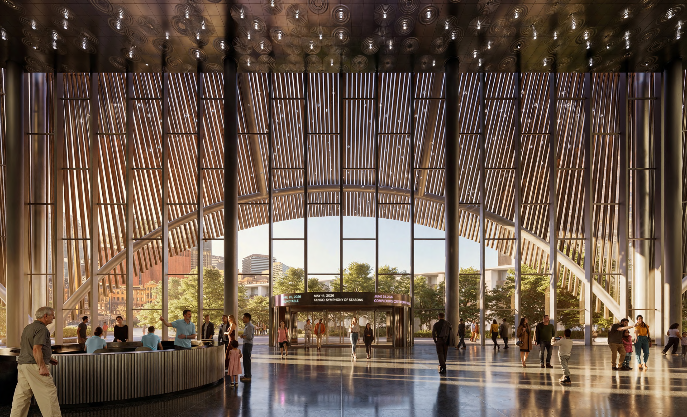Tennessee Performing Arts Center rendering with VS1 facades and tube screen