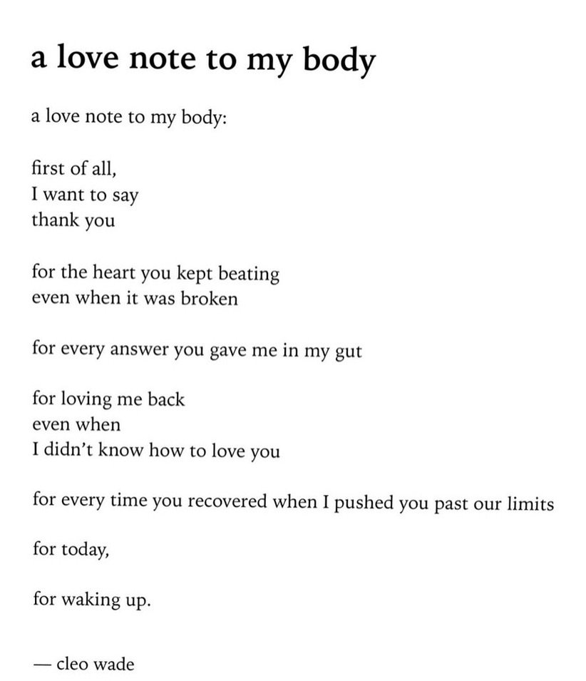 A LOVE NOTE TO MY BODY