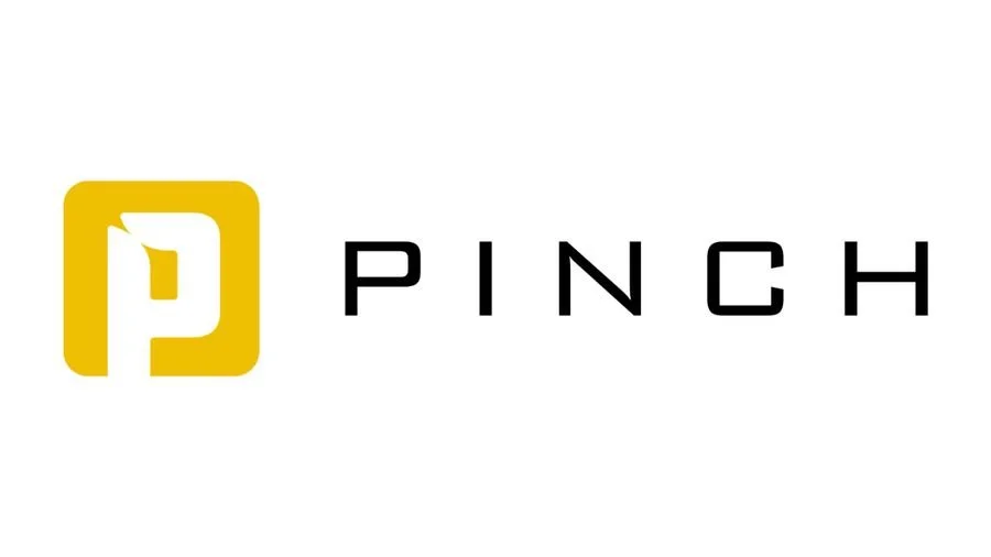 Pinch logo with a yellow square containing a stylized white and yellow letter P, and the word PINCH written in black uppercase letters.