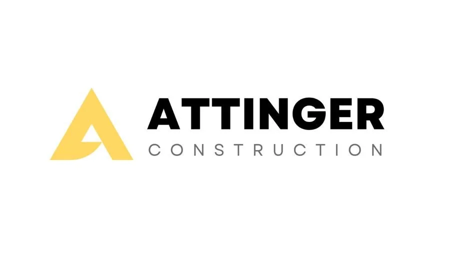 Logo for Attinger Construction with a stylized yellow letter 'A' and black and gray text.