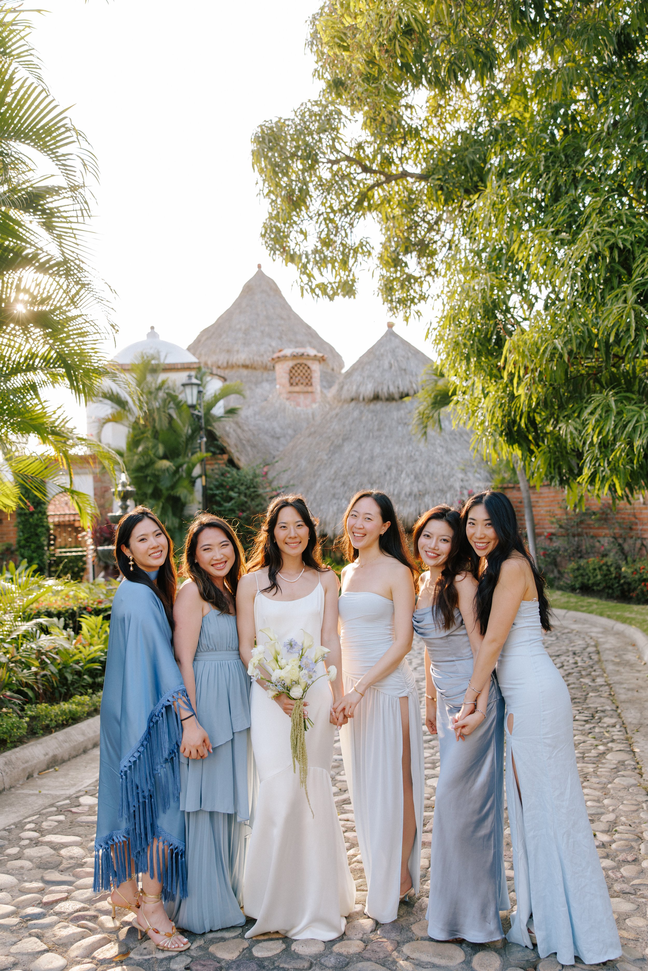 Wedding party in blue and white at Grand Miramar, Puerto Vallarta
