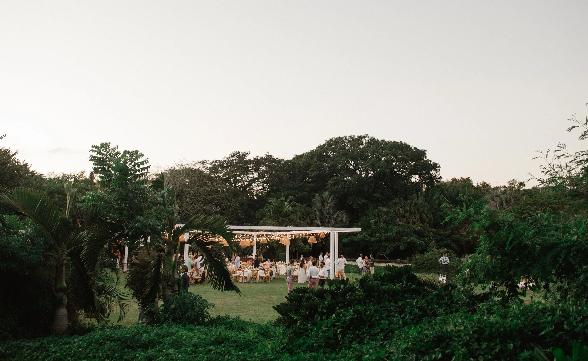Reception on the lawn at sunset at W Punta de Mita