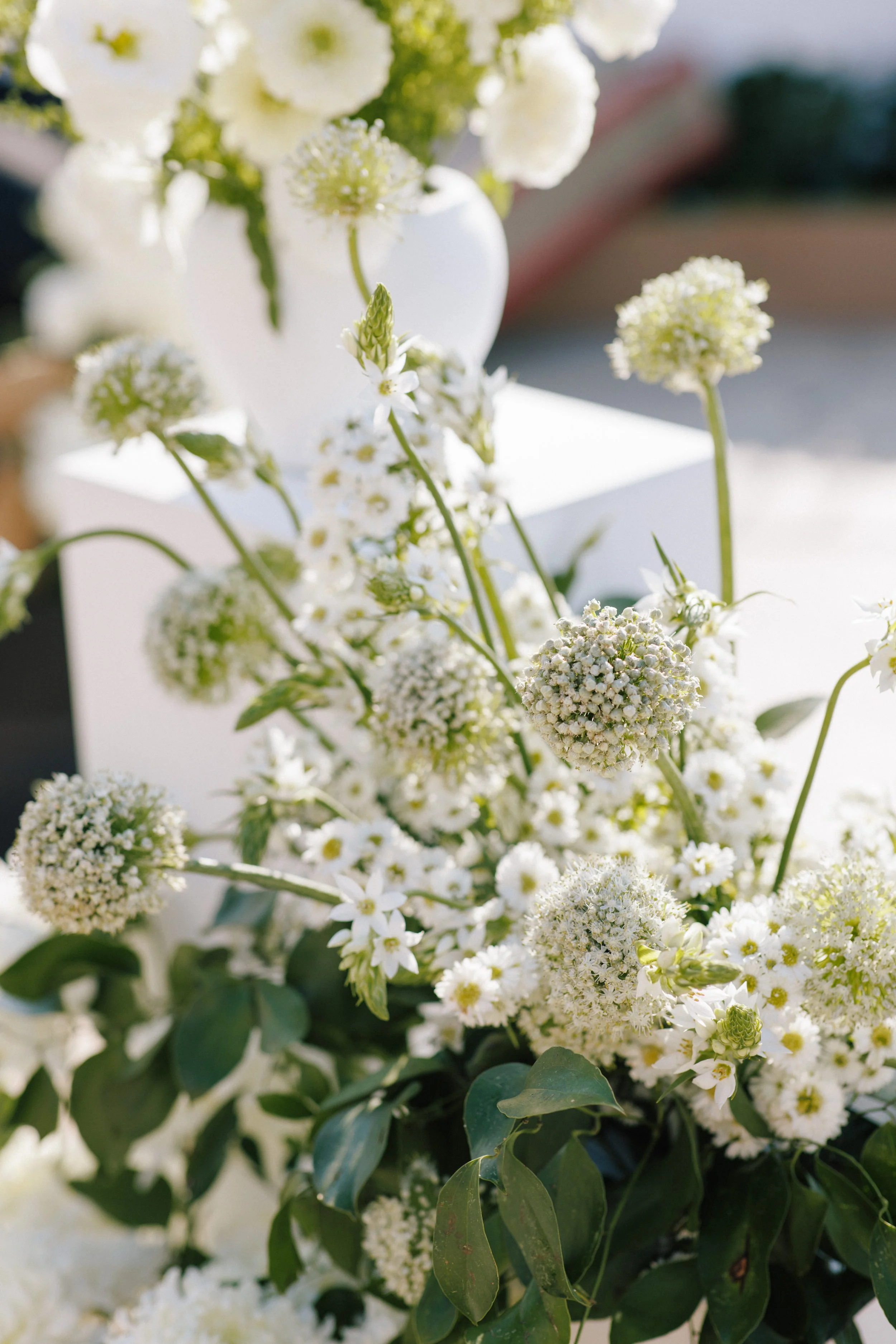 Alliums in a ceremony arrangement at Grand Miramar