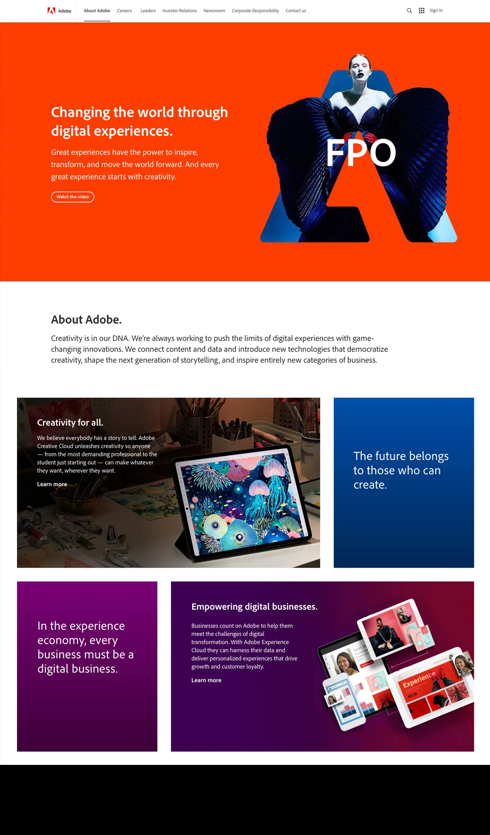About Adobe page