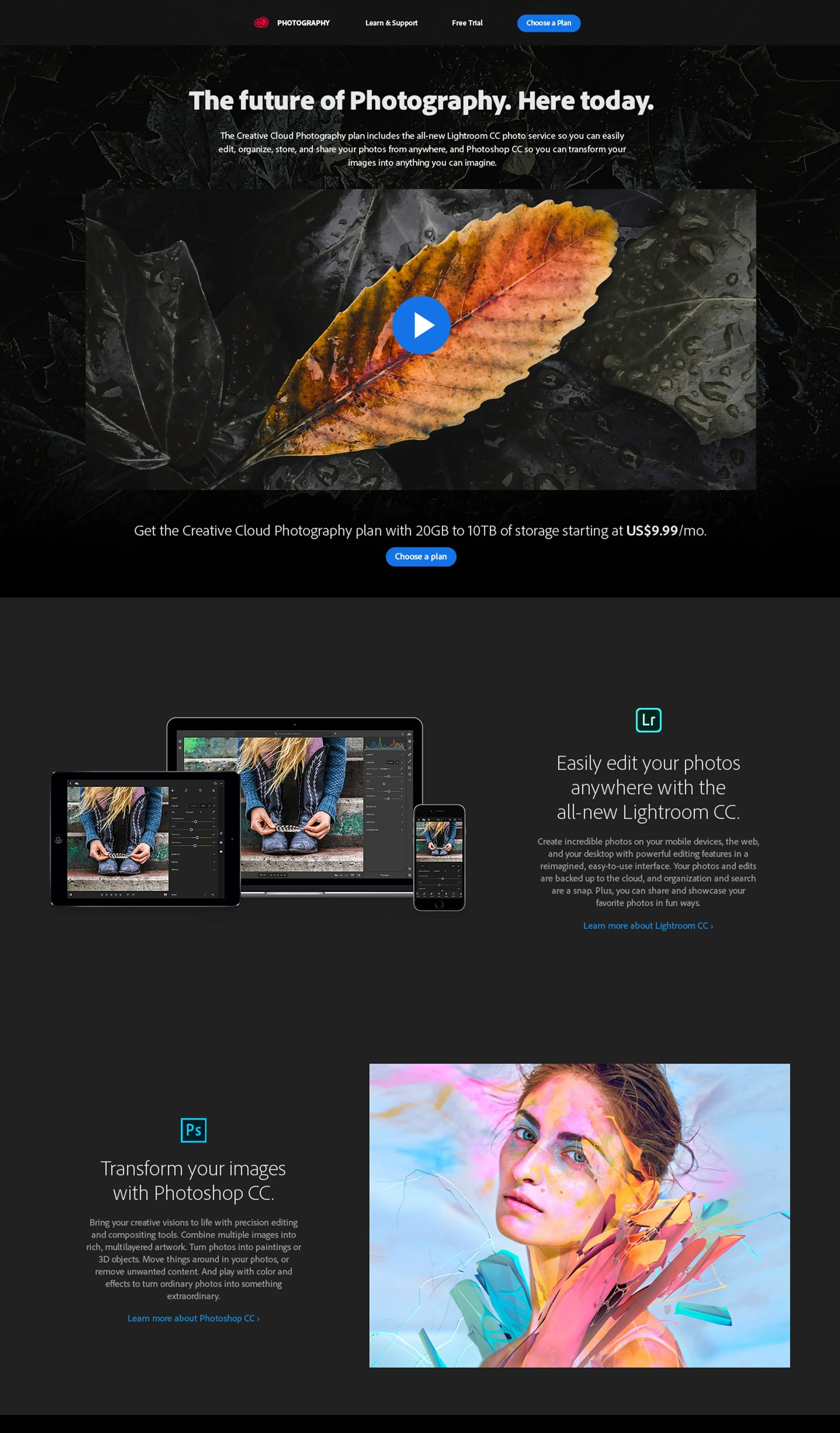 Creative Cloud photography page