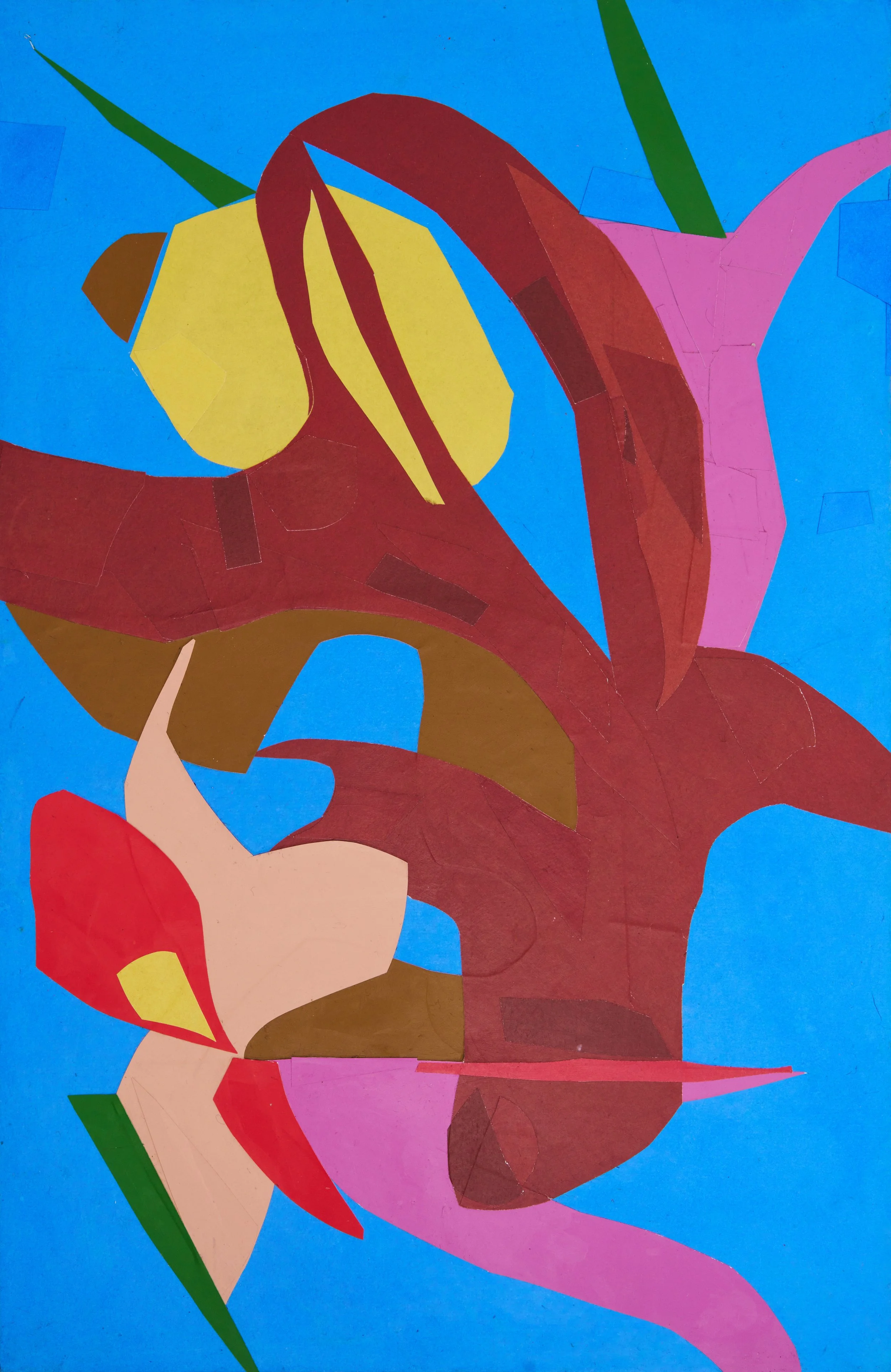 “Untitled” (bloom 3), 2024 
Color-Aid, construction paper 
11” x 17” on wood panel