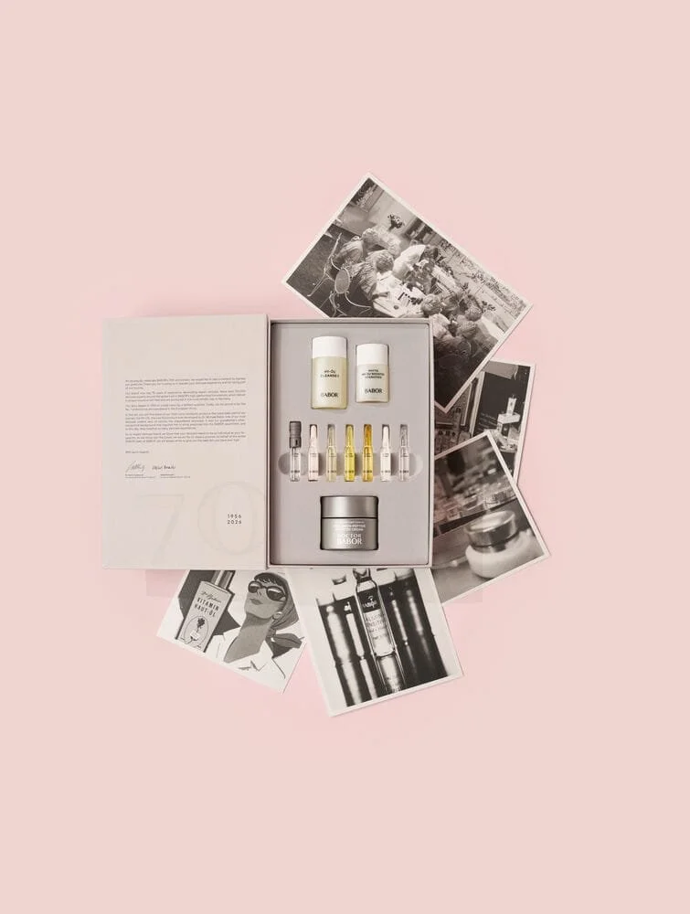 Luxury BABOR box set showing 10 different skin care products, available at Petite Day Spa Lagos Algarve