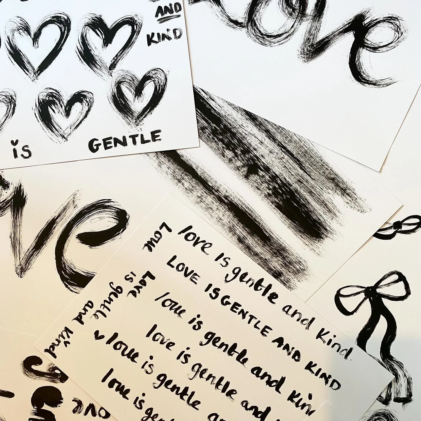 Monochrome print collection in the making! 🤍🖤 #nickyluckart #monochromeprints #sharealittlelove #handpaintedart #creativity #blackandwhite #loveslwayswins