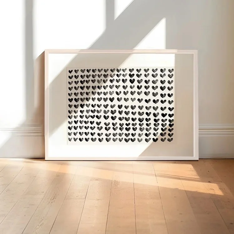 This is my BEAUTIFUL heart print called ‘Perfectly Imperfect’. Each little heart is different in shape and size and overall the print isn’t perfectly straight or symmetrical which I LOVE!! Love isn’t always perfect or always a