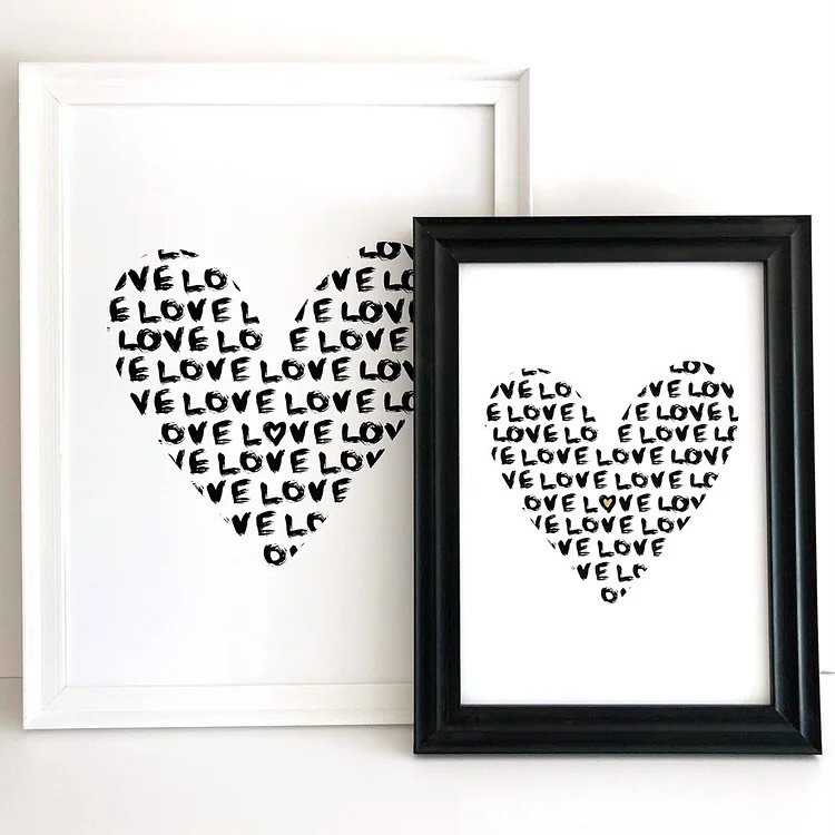 Beautiful. Bold. Impactful. Fill your home with &lsquo;Love&rsquo; with this gorgeous black and white art print from my original painting 🖤🤍 #nickyluckart #sharealittlelove #fillyourhomewithlove #blackandwhiteart #monochromeart #lovelovelove #lovea