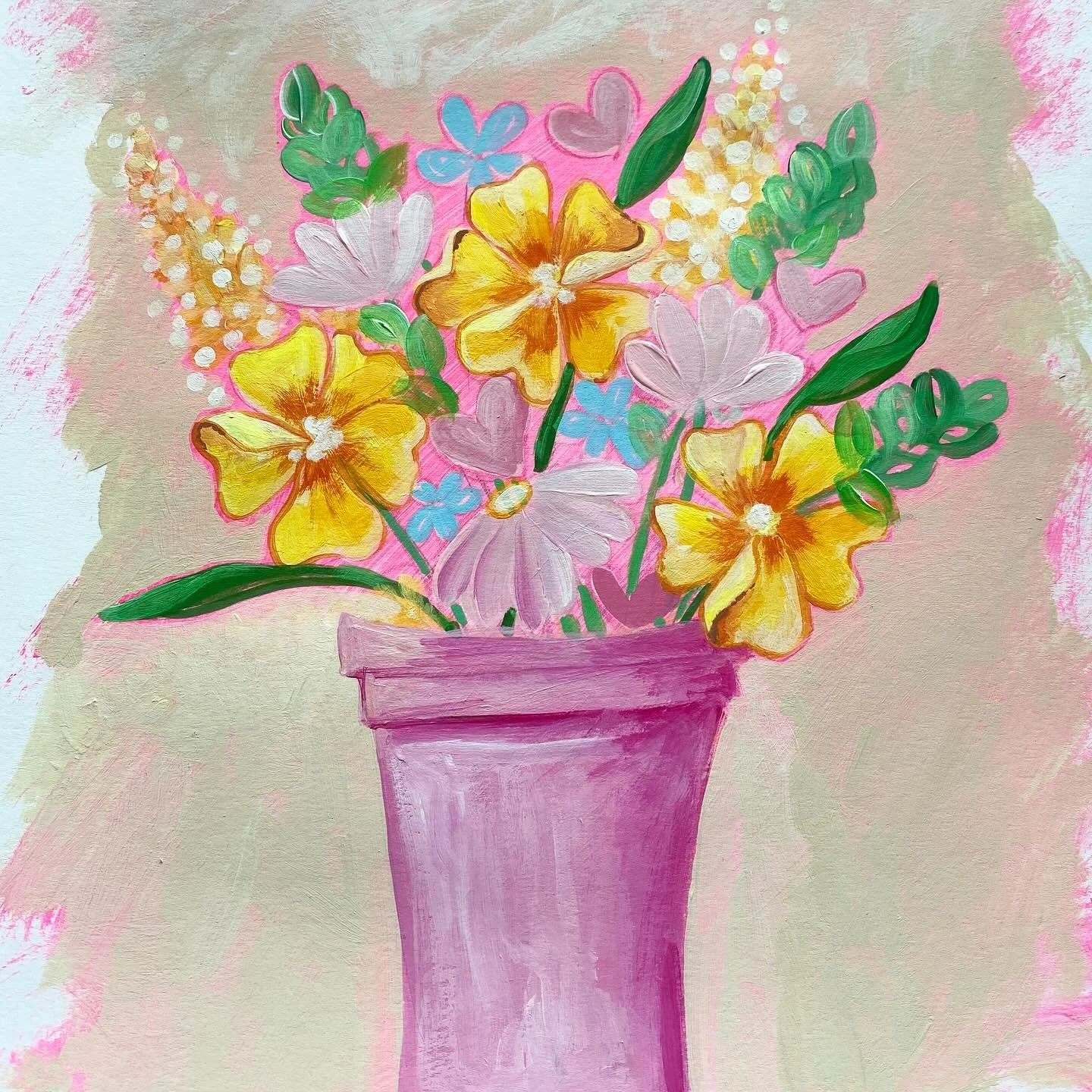 Beginnings of my 5th and final painting for my new &lsquo;Joy&rsquo; collection 💛 
#sharealittlelove #joy #floralart #lookforthejoy #joyfulart #yellowflowers #happyart #yellow #nickyluckart