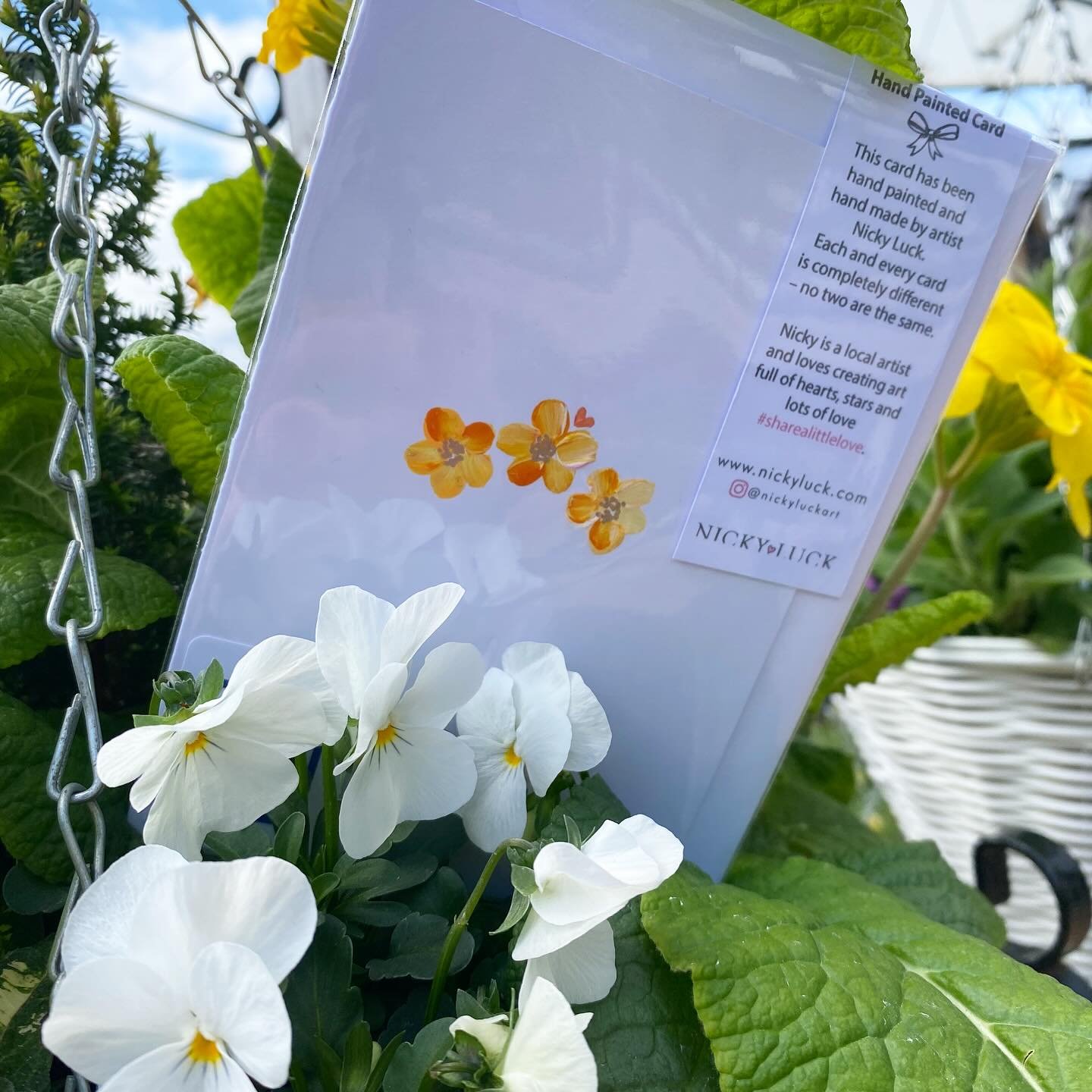 Look at this beauty nestled amongst her friends! 🌸 My hand-painted cards are little mini works of art to send to those you love or they can even be framed. These are currently for sale from the new @smallbakeryartisan art gallery box in Orleton Vill