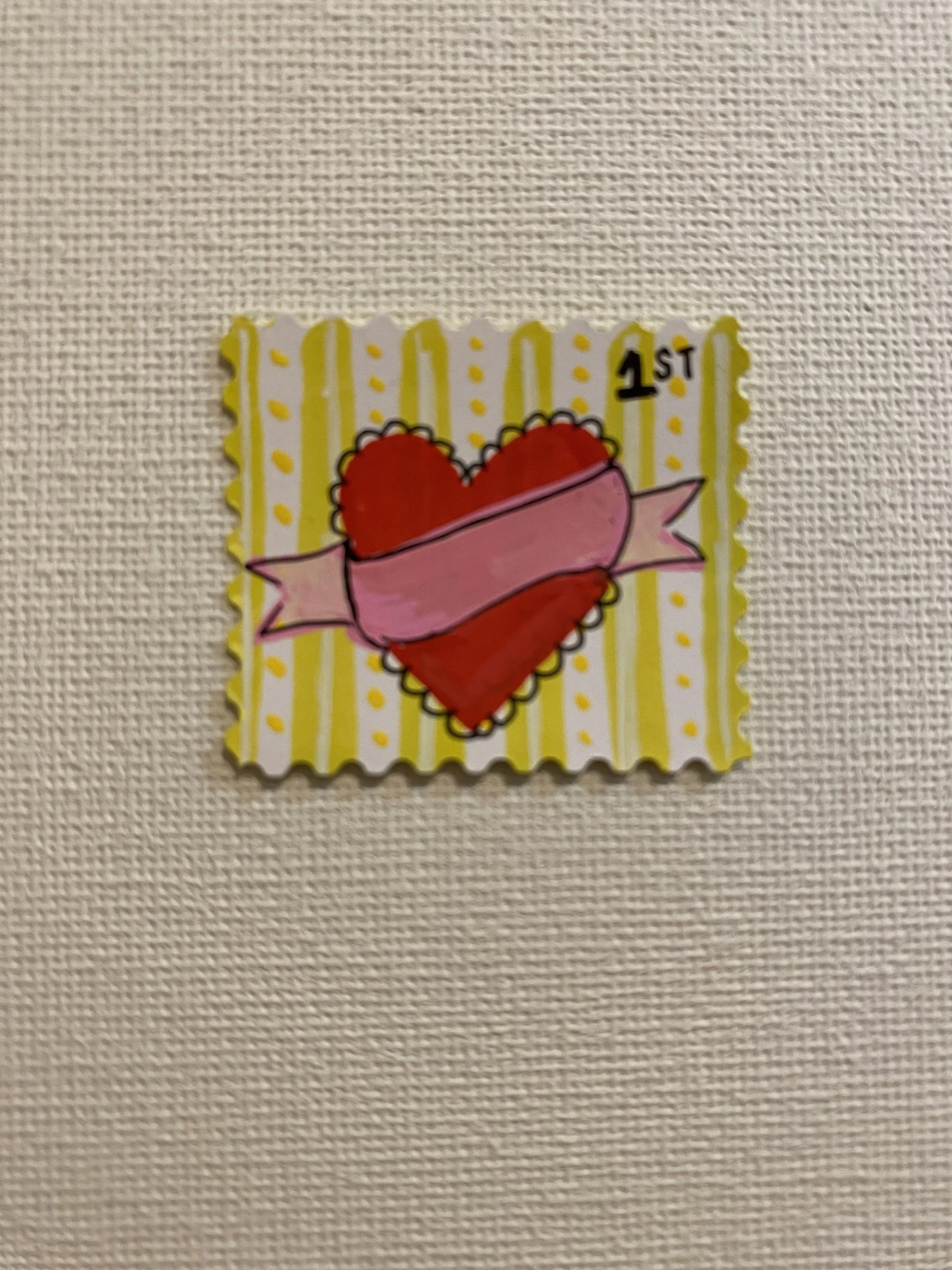 Stamped with Love - Pink Red Heart Banner - Design 17