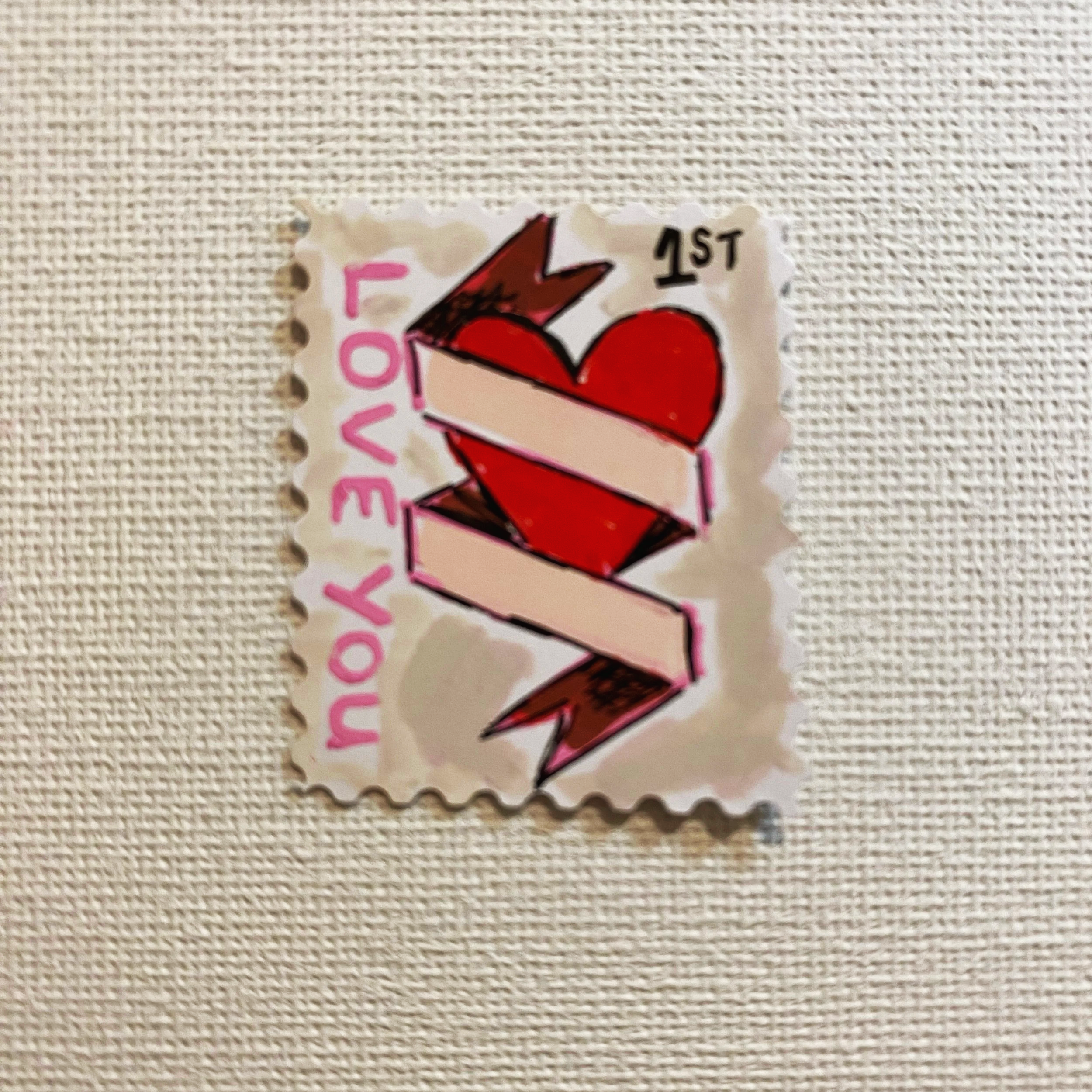 Stamped with Love - Red Heart Love You Banners - Design 19