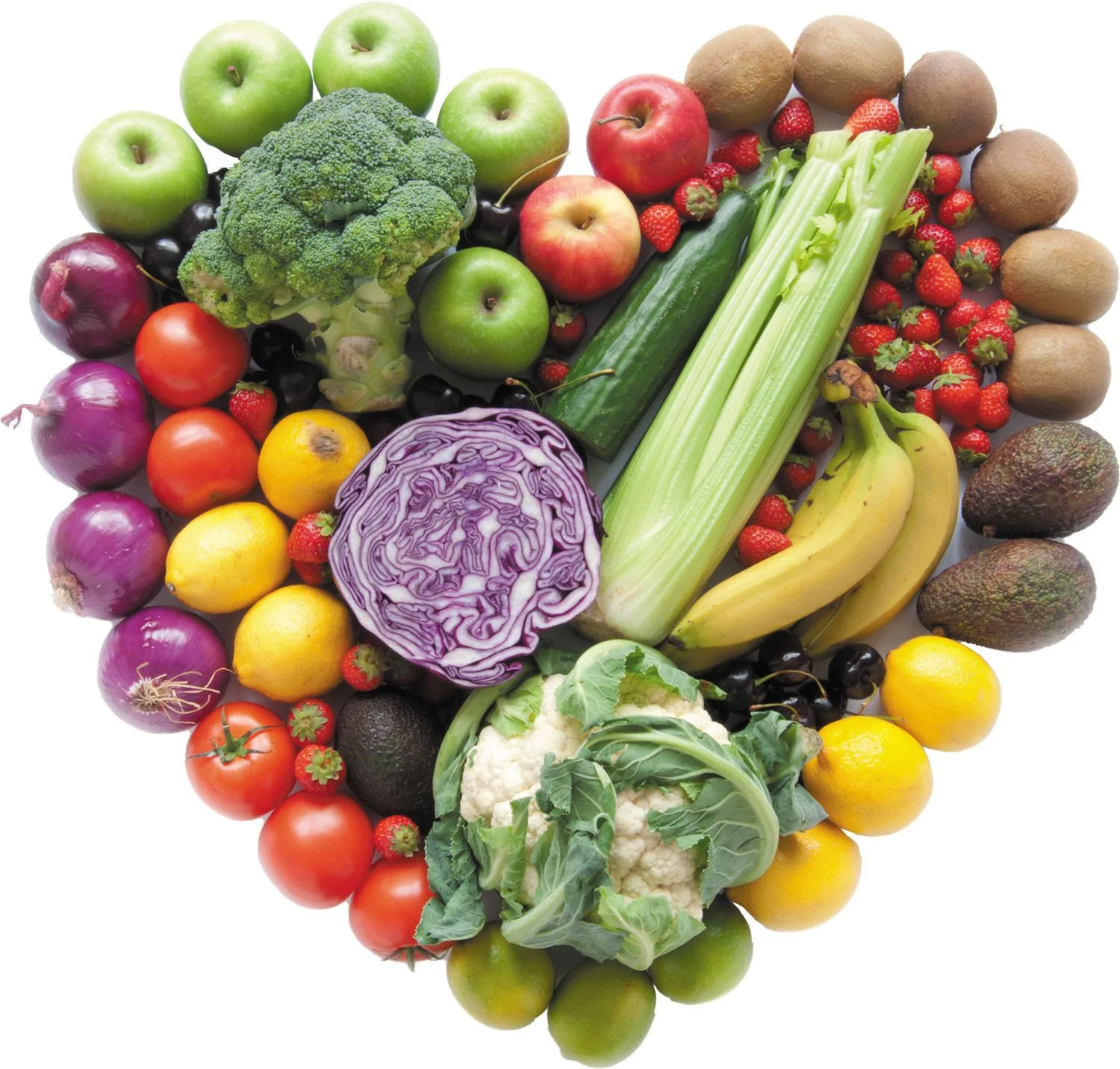 heart made out of fruits and veg