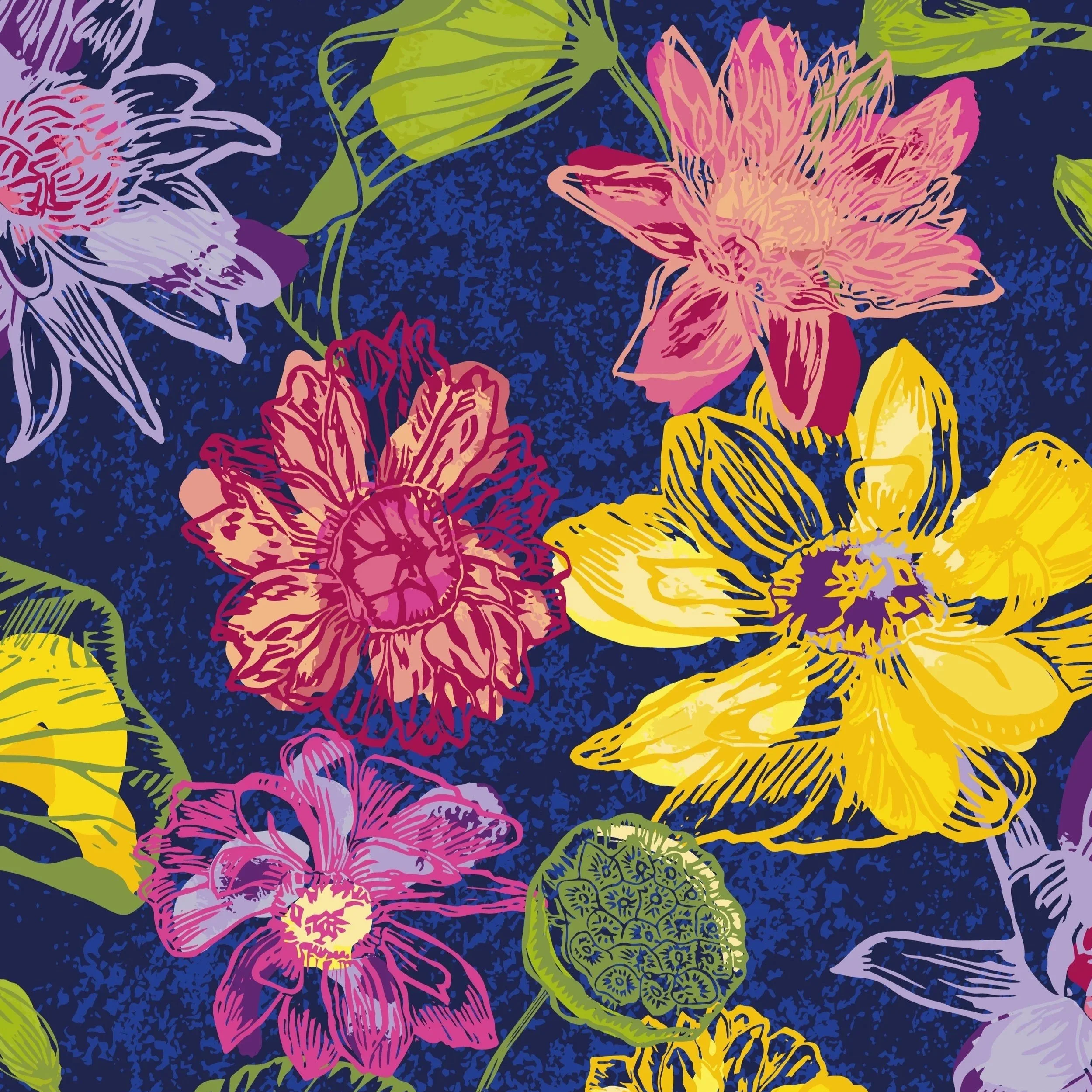 Navy vibrant water lilies