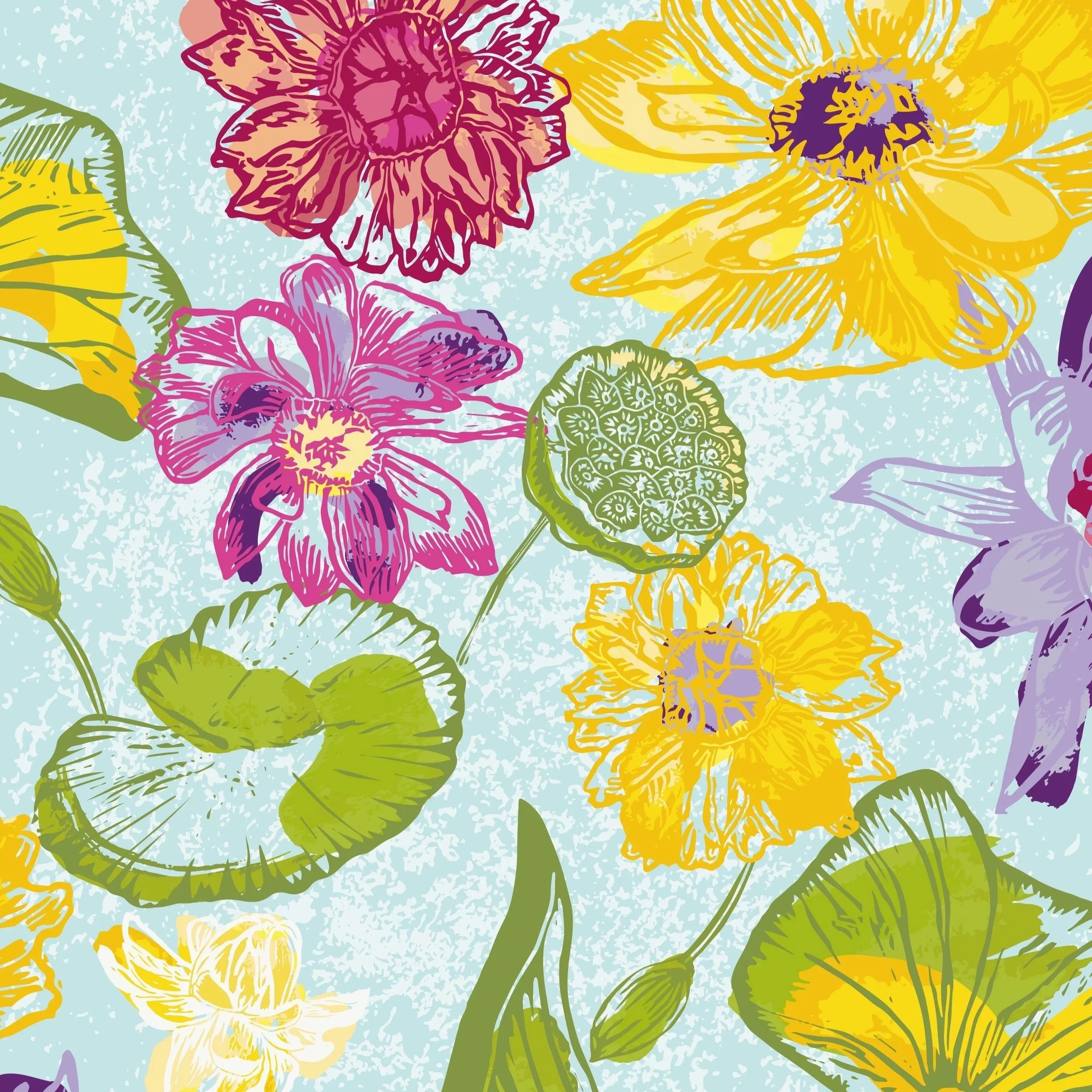 Vibrant water lilies aqua