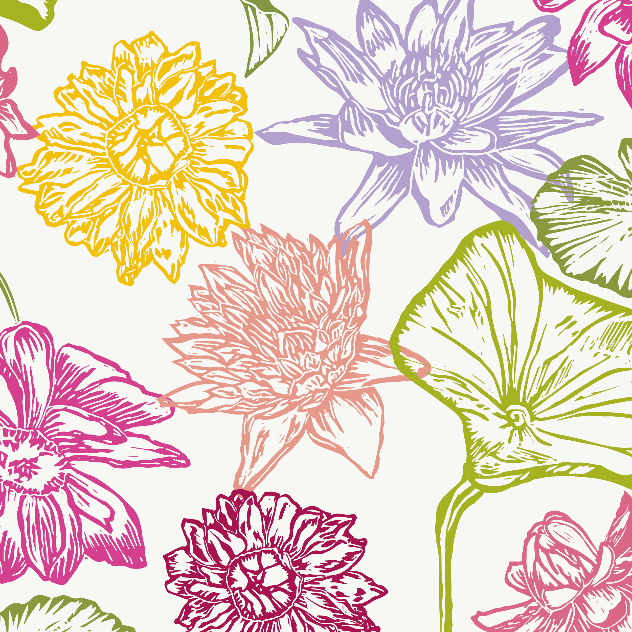 Pastel lily silhouettes