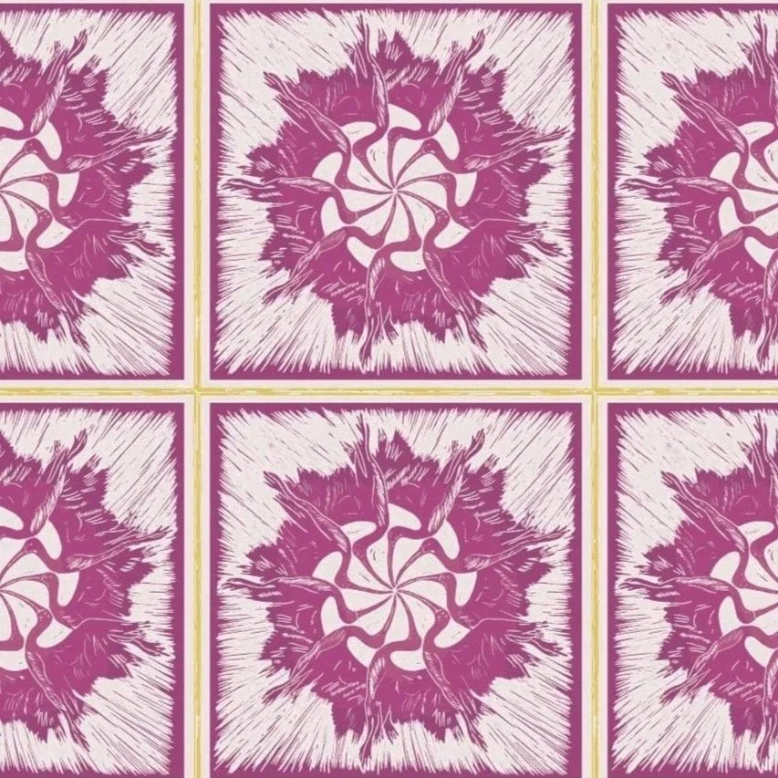 Magenta dancing Ibis