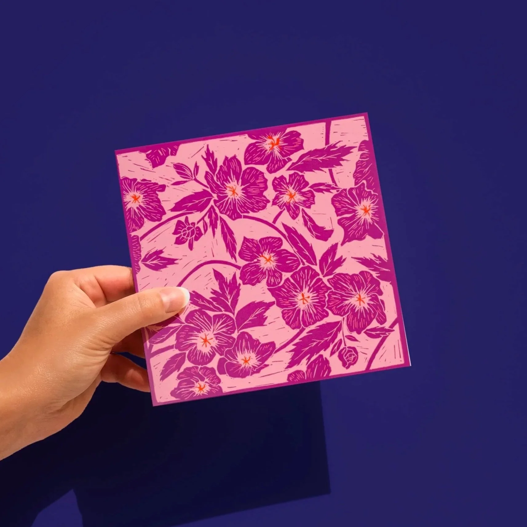 Hellebore hot pink greeting card