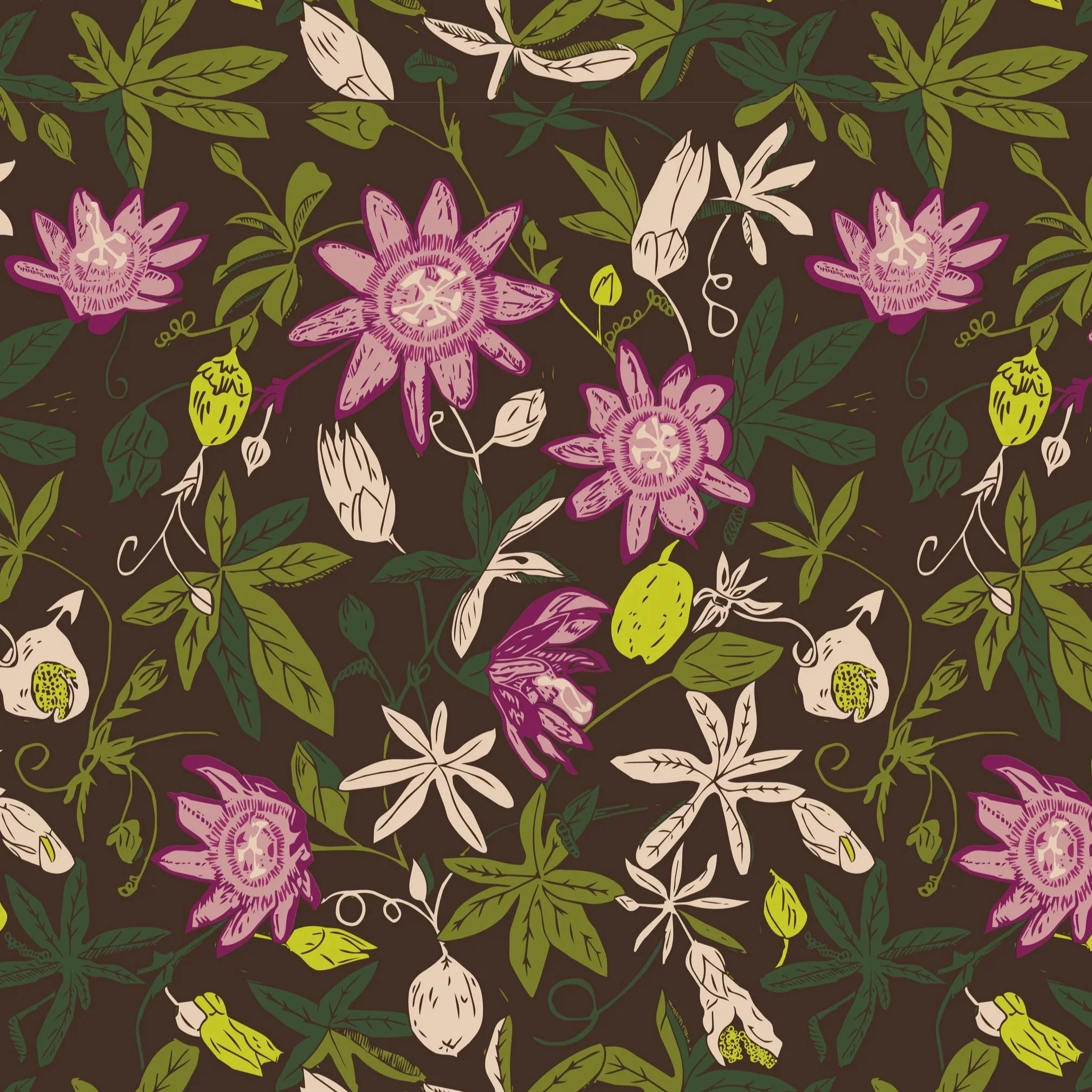 Passionfruit vine pattern