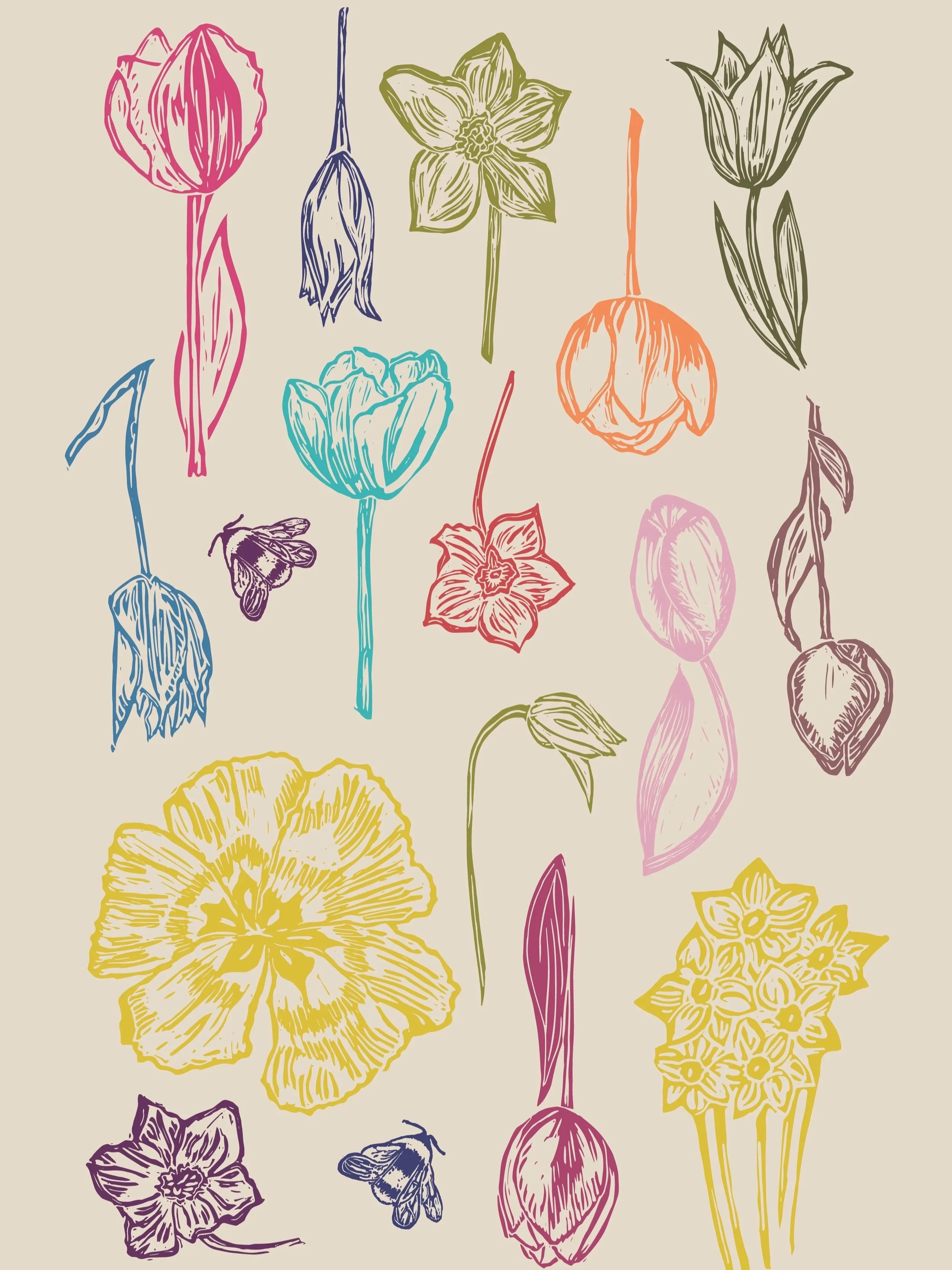 Tulips placement print